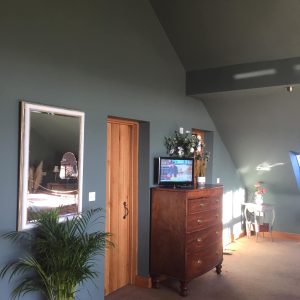 Farrow and Ball Smoke Green in a Bedroom