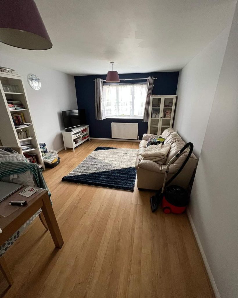 Lounge Finished in Dulux Sapphire Salute and Polished Pebble